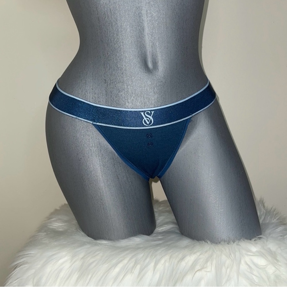 VICTORIAS SECRET LOGO WAISTBAND STRETCH COTTON TANGA BIKINI PANTY UNDERWEAR. NWT